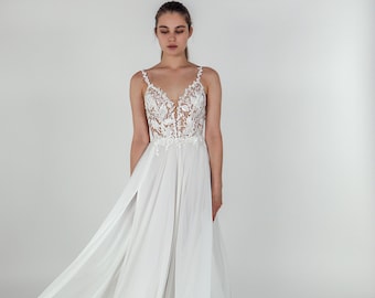 Vestido de novia /Bella/ Vestido de novia sexy / Vestido de novia moderno / Vestido de novia de playa / Vestido de novia único / Vestido de novia de hadas / Boda boho