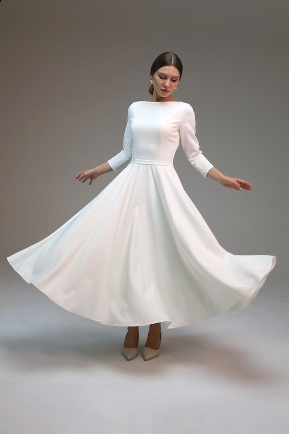 Midi Wedding Dress Bettina,simple Wedding Dress,civil Wedding Dress,reception  Dress,casual Wedding Dress - Etsy