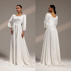 Simple wedding dress Senta,Silk wedding dress ,Engagement dress ,casual wedding dress