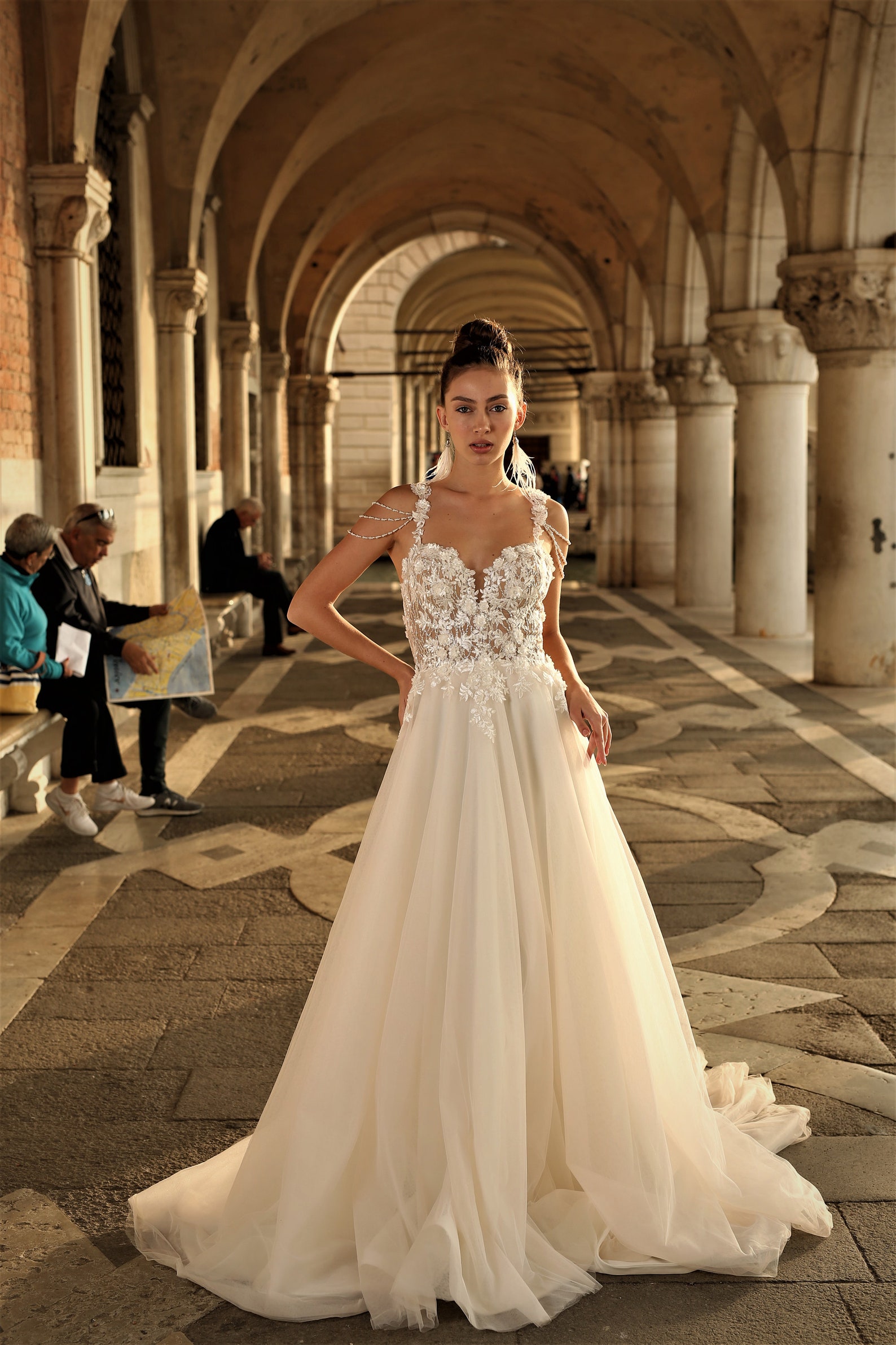 Open Back Wedding Dress, Long Train Wedding Dress, Boho Wedding Dress ...