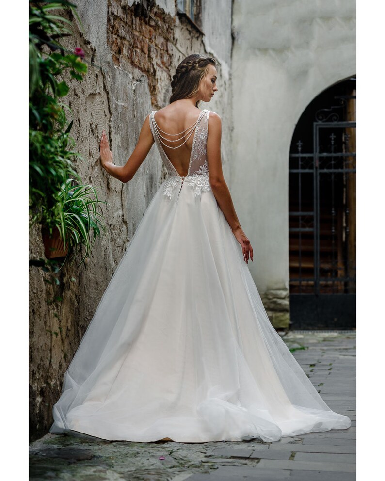 Unique Wedding Dress Lace Wedding Dress Open Back Openwork - Etsy