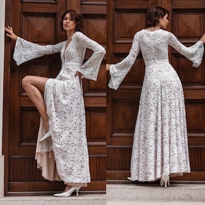 Bohemian dress,engagement dress,rustic wedding dress,floral wedding dress,unique wedding dress,