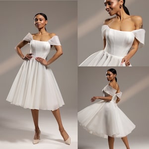 Midi wedding dress Justine,Modern wedding dress, Civil wedding dress,simple wedding dress