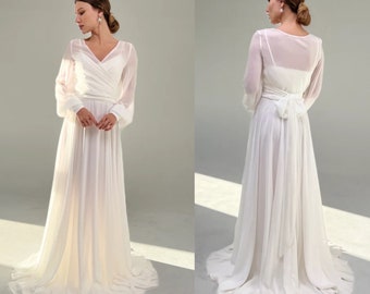 Beach wedding dress Aleyna ,simple wedding dress, unique wedding dress, plus size dress,wedding on a budget,two piece wedding