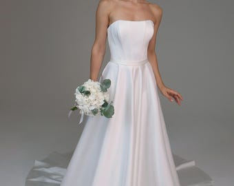 Ball gown wedding dress Olimpia,A-line silhouette , Minimalist dress , Long bridal gown