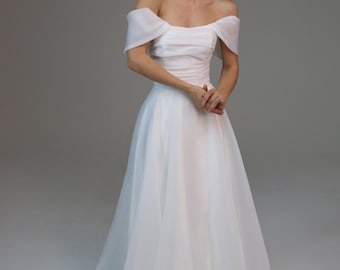 Minimalist dress Adelfa,reception dress,modern wedding dress,modest wedding dress,civil wedding dress,casual wedding dress,a-line silhouette