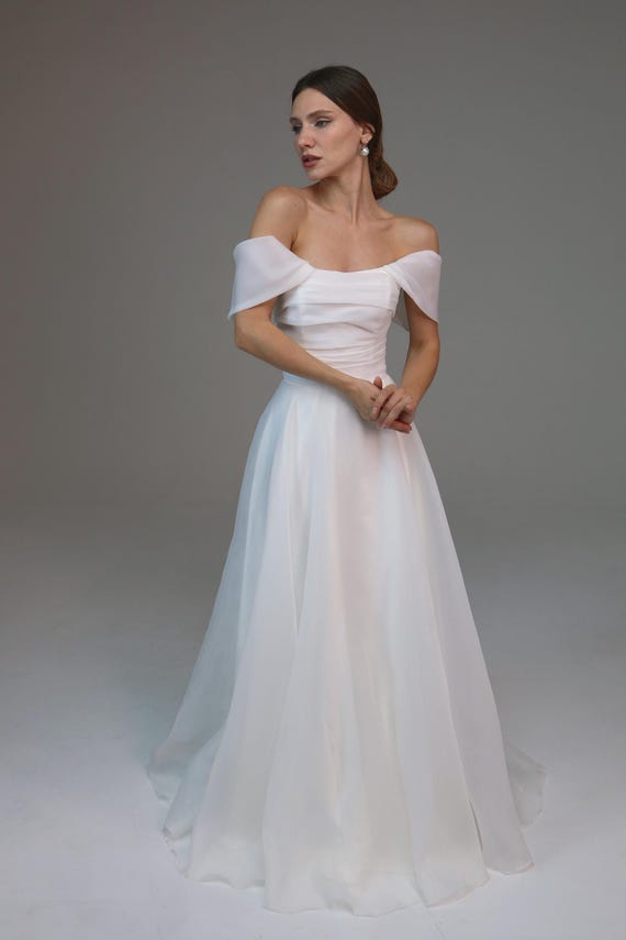 Buy Minimalist Dress Adelfa,reception Dress,modern Wedding Dress,modest Wedding  Dress,civil Wedding Dress,casual Wedding Dress,a-line Silhouette Online in  India
