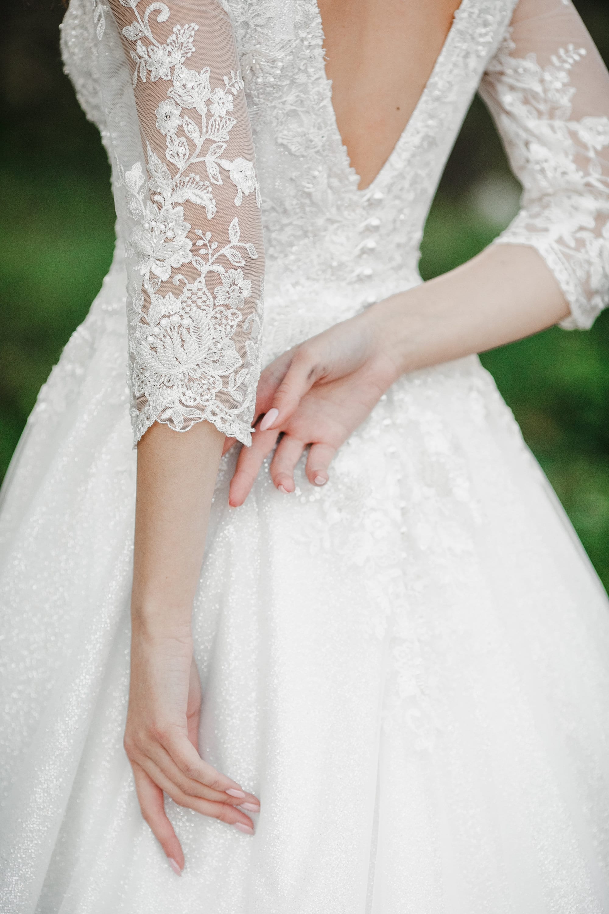 chiffon dress with long sleeves A-Line V-Neck Long Sleeves Elegant Casual Asymmetrical Chiffon Wedding  Dress with Zipper Back main image 1