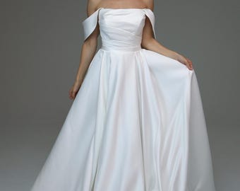 Modest wedding dress Simona ,minimalist dress,simple wedding dress, a-line silhouette,plus size dress