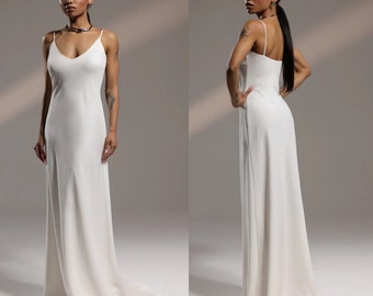 Modest wedding dress Gratia ,long bridal gown,open back dress, modern wedding dress, classy dress, minimalist dress, simple wedding dress