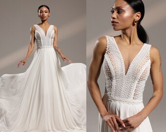 Beach wedding dress Nicola,simple and elegant minimalist wedding dress,ivory white dress,civil wedding dress,rustic wedding dress