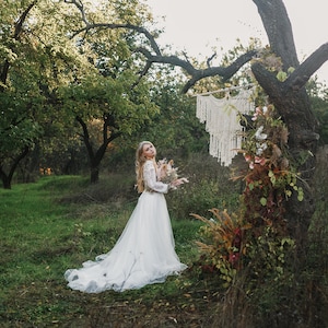 Long Sleeve Wedding Dress, Light Wedding Dress, Lace Wedding Dress, Wedding Dress with Sleeves, Bridal Gown, Boho Wedding Dress image 8