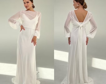 modest wedding dress Andri , boho white dress,simple wedding dress,casual wedding dress, ivory wedding dress, plus size dress,
