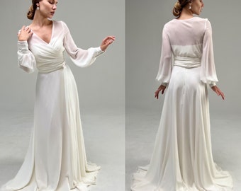 Casual wedding dress Godeliv, simple wedding dress, beach wedding dress,  unique wedding dress,modern wedding dress, Plus size Wedding