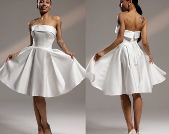 Short wedding dress Lea,Cocktail dress,White mini dress,Courthouse wedding dress,reception dress, rehearsal dress