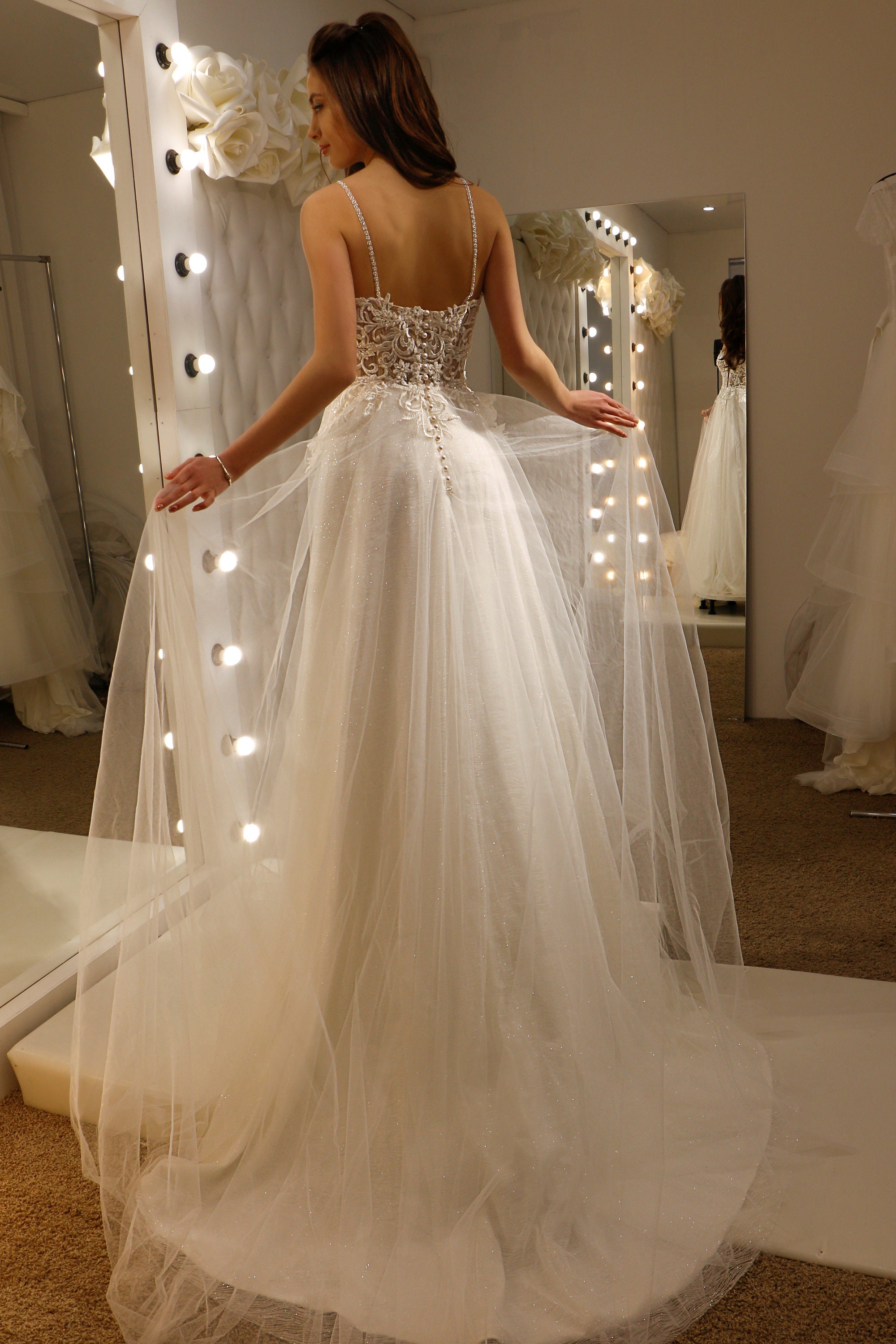 Full of Lace High Neckline Wedding Dress with Corset Back #OPH1292 $260.9 