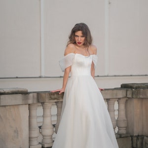 Reception dress Lorett.  boat neckline neckline | A-line silhouette | simple wedding dress | modest wedding dress