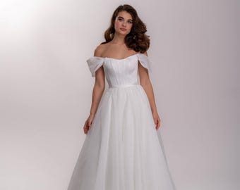 Minimalist dress Adel,reception dress,modern wedding dress,modest wedding dress,civil wedding dress,casual wedding dress,a-line silhouette