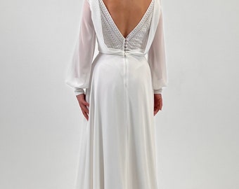 Robe de mariée de plage Linda, robe de mariée, robe de mariée simple, robe de mariée bohème, robe de mariée moderne, robe de mariée unique