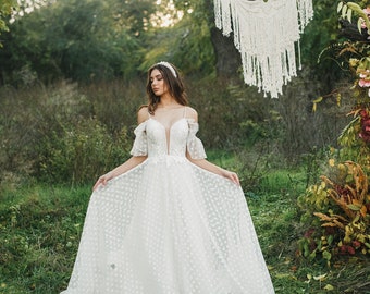 Vestido de novia de verano, escote profundo, vestido de novia, vestidos de novia, vestido de novia de playa, vestido de novia de hadas, vestido sencillo elegante,