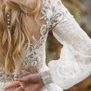 Long Sleeve Wedding Dress, Light Wedding Dress, Lace Wedding Dress, Wedding Dress with Sleeves, Bridal Gown, Boho Wedding Dress image 9