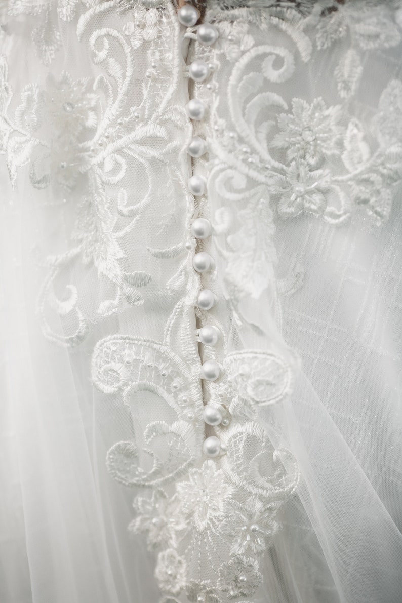 Long Sleeve Wedding Dress, Light Wedding Dress, Lace Wedding Dress, Wedding Dress with Sleeves, Bridal Gown, Boho Wedding Dress image 6