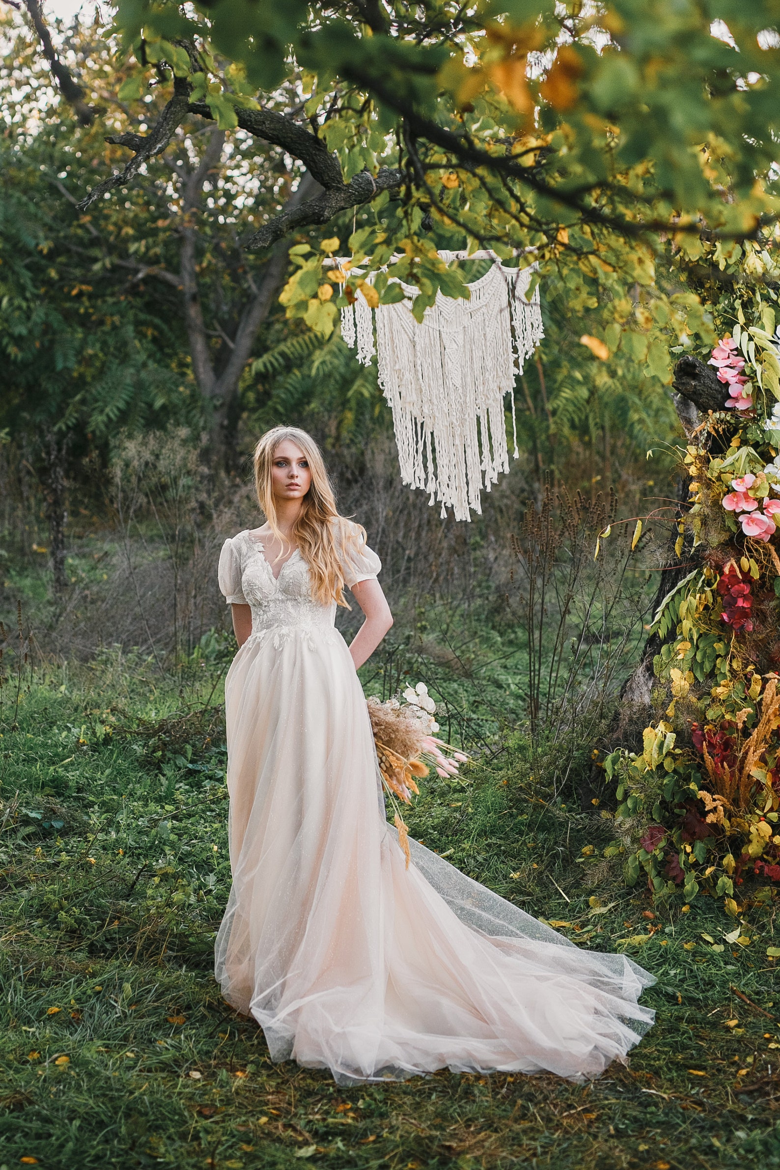 Boho Wedding Dresselegant Wedding Dress Short Sleeve Wedding | Etsy