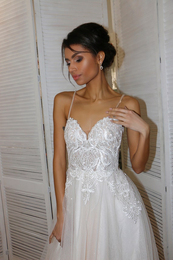Sleeveless Lace Wedding Dress Ornate Wedding Dress | Etsy
