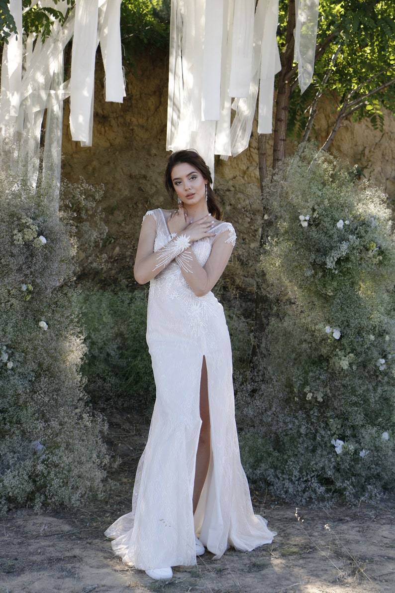 Mermaid Wedding Dress Satin and Lace Wedding Dress Long - Etsy