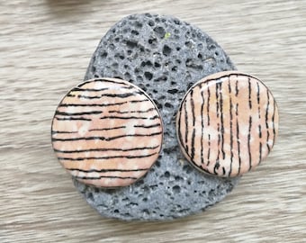 Small Circle Bright Blush Handmade Ceramic Cabochons- DAMYANAH STUDIO