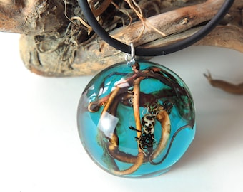 Epoxy Resin Necklace , Resin Art, Painting Jewelry, Art Pendant