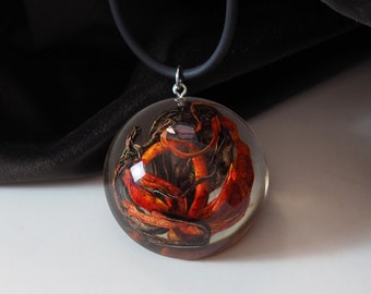 Resin pendant, abstract art necklace, hemisphere, epoxy art pendant, Ooak pendant Abstract Art Jewelry