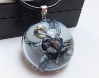 Abstract Necklace - Hand Painted Epoxy Resin Pendant, Contemporary Art Jewelry