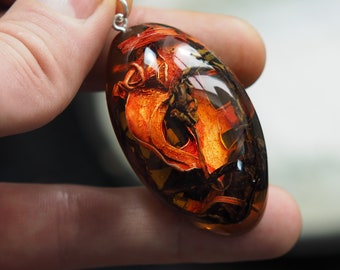Epoxy Resin Pendant , Resin Art, Painting Necklace