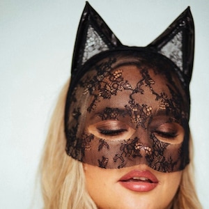 Sexy Lace Mask Sexy Catwoman Halloween Black Accessory Sexy Cat Ears Headband  RolePlay animal Accessory Black Cat Costume Masquerade