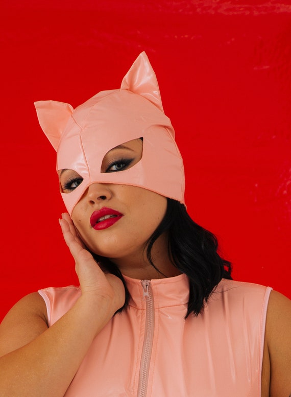 Pink Latex Cat Mask Catwoman Head Mask Sexy Halloween Cat Mask Cosplay Baby  Pink Mask Sexy BDSM Costume Mask -  Israel