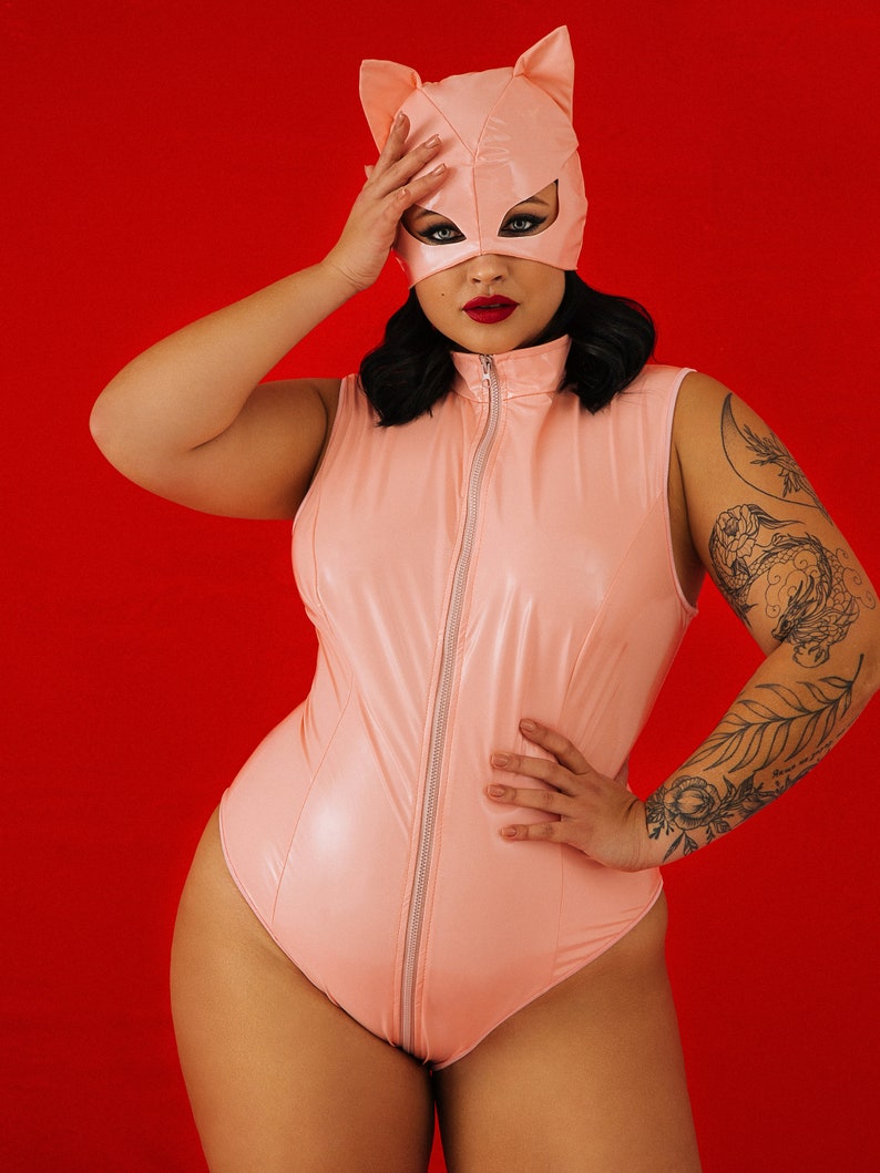Plus Size Pink Latex Bodysuit XXL Vinyl Bodysuit Pink Etsy
