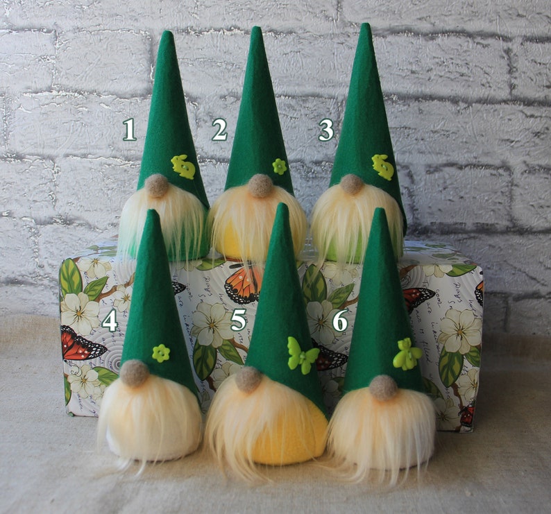 Small spring green gnome Shelf sitter gnomes Green leprechaun Etsy