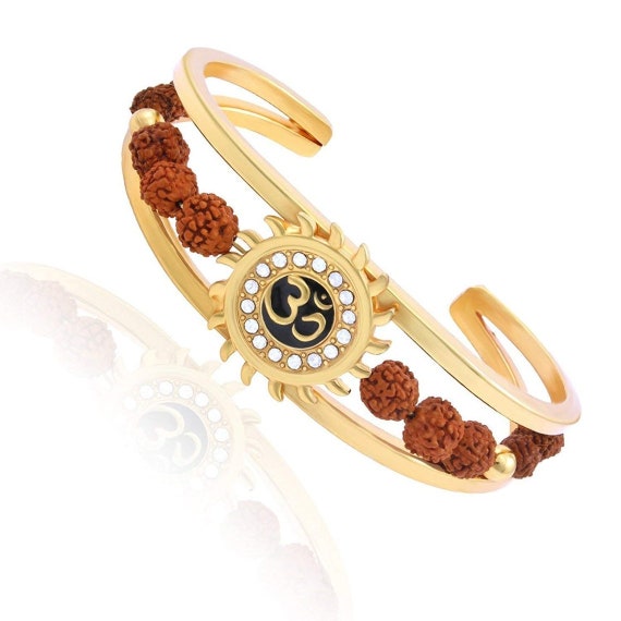 Trishul Damru OM Rudraksha Gold Plated Mahakal Navaratri Special Kada  Bracelet - Aemorio