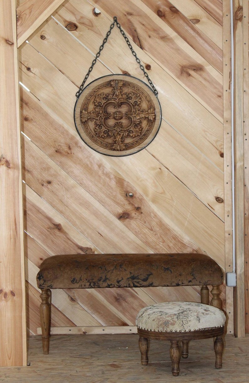 Vintage french pediment Antique wood wall art Round wall art Etsy