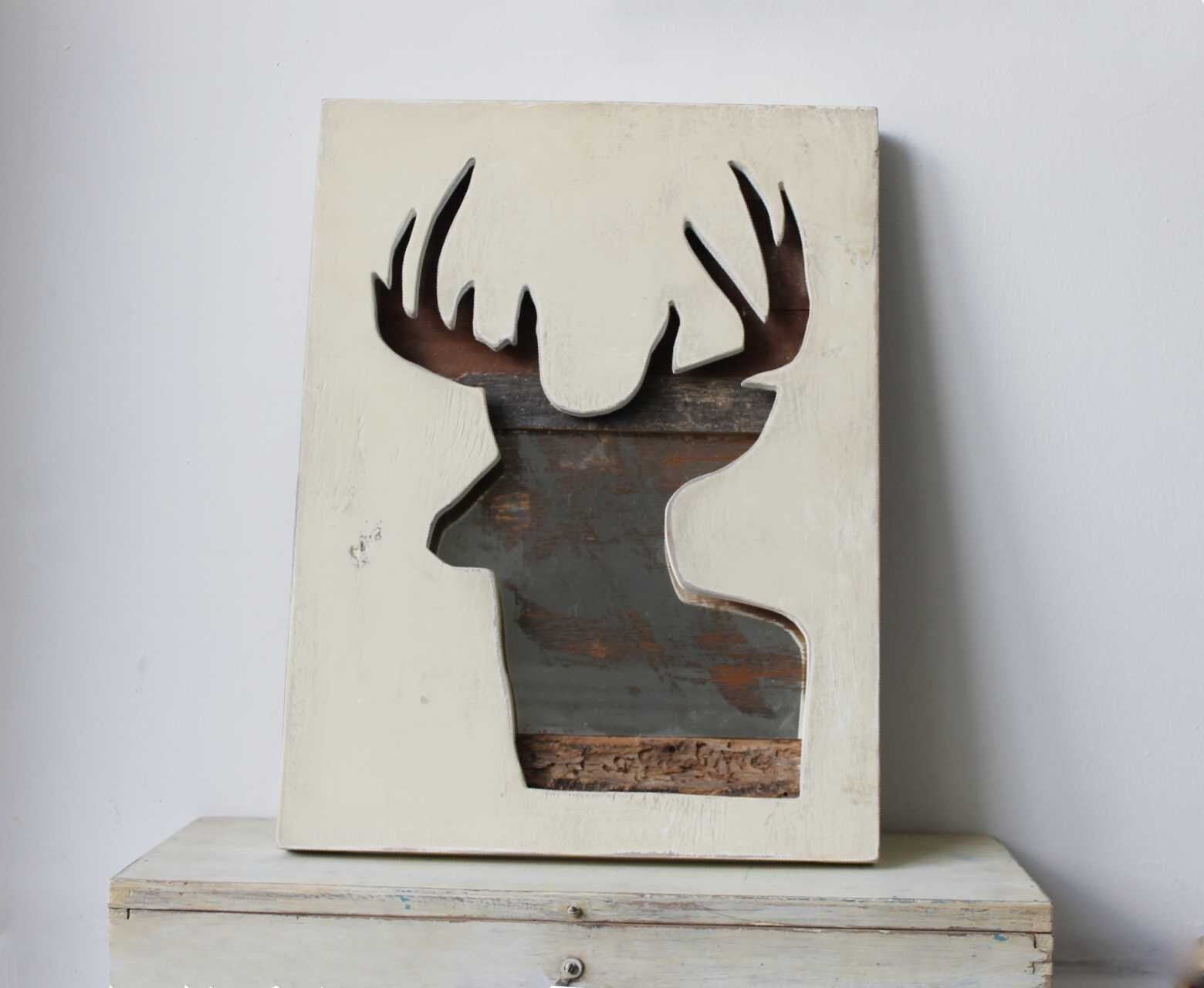 Altholz Rahmen Altholz Rahmen Treibholz Spiegel Deer Rustikaler Rahmen Wand Kunst Reh Spiegel Dekor Geweih Dekor