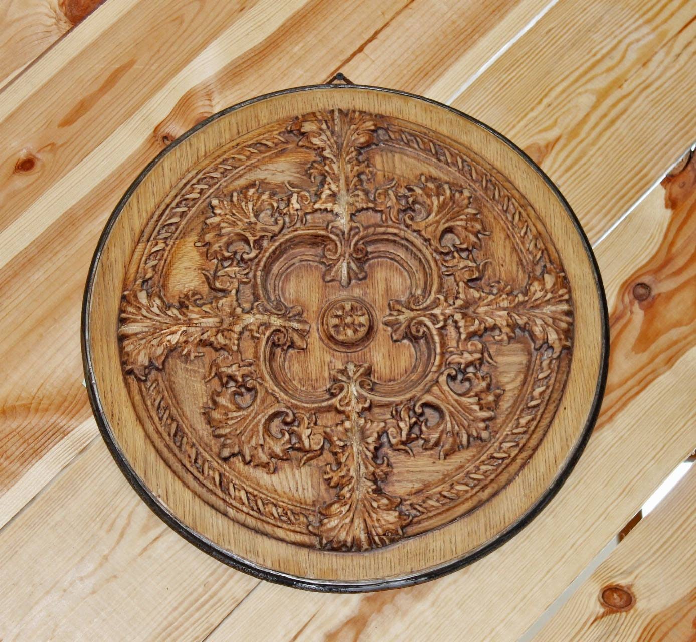 Vintage Antique Wood Wall Art Round Wall Art Wood Wall Decor Etsy