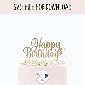 Happy Birthday Cake Topper SVG: Centerpiece Cut File (Digital Download)