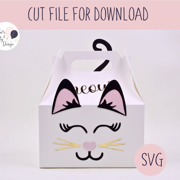 Cat Favor Box Svg, SVG Cut File, Digital Cut File for Download