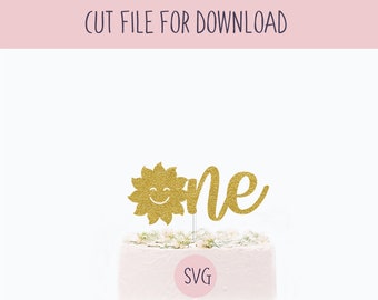 One Sun Cake Topper Svg, SVG Cut File, Digital Cut File for Download