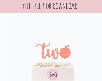 Two Peach Cake Topper Svg  SVG Cut File, Digital Cut File for Download