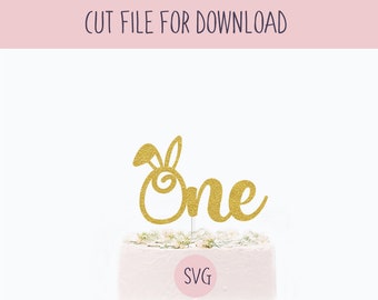 Bunny One Cake Topper Svg, SVG Cut File, Digital Cut File for Download