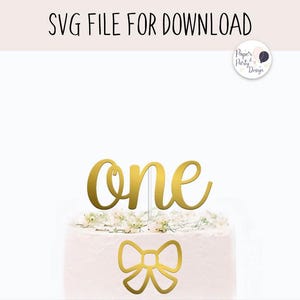 Coquette Bow Cake Topper SVG: First Birthday Cut File (Digital Download)