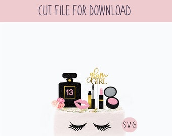 Make Up Cake Topper Svg, Digital Cut File for Download, SVG File