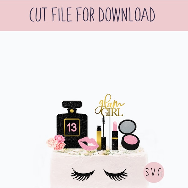 Make Up Cake Topper Svg, Digital Cut File for Download, SVG File
